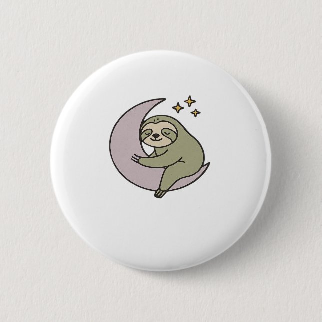 Moon Sloth Classic T-Shirt 6 Cm Round Badge (Front)