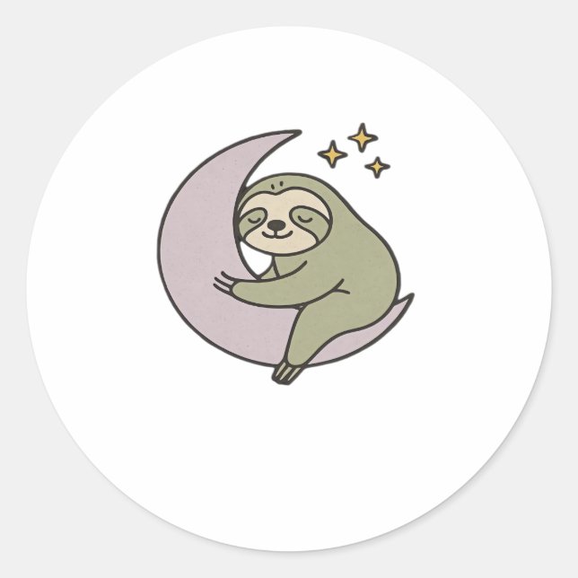 Moon Sloth Classic T-Shirt Classic Round Sticker (Front)