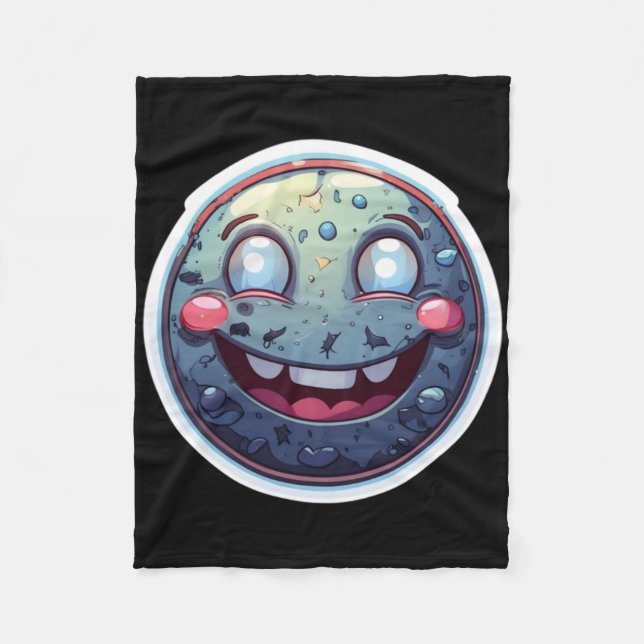 Moon Smiley Sticker  Fleece Blanket (Front)