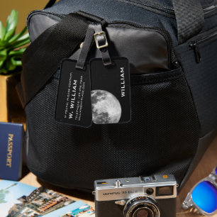 Moon Solar System Planet Black Space with Stars Luggage Tag