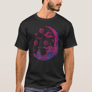 Moon Space Astronaut Proud LGBTQ Ally Rainbow Flag T-Shirt