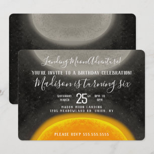 Moon Space Galaxy Birthday Hand Drawn Invitation