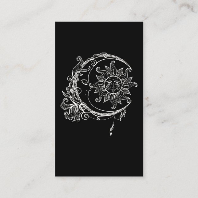 Moon Spiritual Crescent Sun Astronomy Stars Business Card (Front)