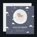 Moon, star and cloud cute photo birth announcement<br><div class="desc">Moon,  star and cloud cute photo birth announcement card. Beautiful illustration. Part of a collection</div>