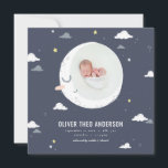 Moon, star and cloud cute photo birth announcement<br><div class="desc">Moon,  star and cloud cute photo birth announcement card. Beautiful illustration. Part of a collection</div>