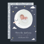 Moon, star and cloud cute photo birth announcement<br><div class="desc">Moon,  star and cloud cute photo birth announcement card. Beautiful illustration. Part of a collection</div>