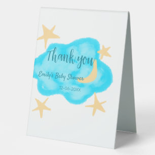 Moon star clouds watercolor baby shower add name t