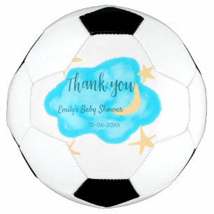 Moon star clouds watercolor baby shower add name t football