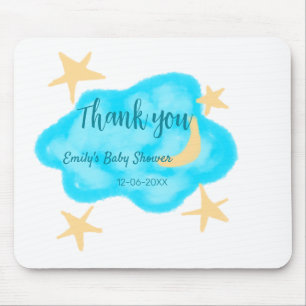 Moon star clouds watercolor baby shower add name t mouse mat
