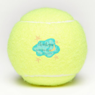 Moon star clouds watercolor baby shower add name t tennis balls