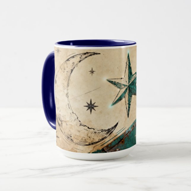 Moon & Star Digital Artefact | Future Mediaeval Mug (Front Left)