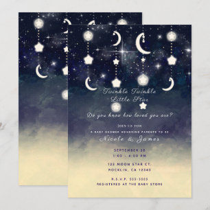 Moon Star Glow Celestial Watercolor Baby Shower Invitation