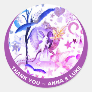*~* Moon Star Moon Fairy Tale Glitter Castle Classic Round Sticker