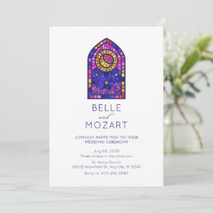 Moon star mosaic window glass wedding ceremony invitation