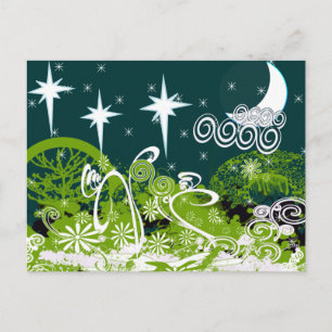 Moon Star Tree Paint Splat Postcard