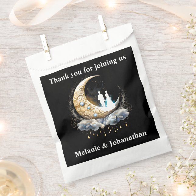 Moon starry night sky celestial crescent couple favour bags (Clipped)