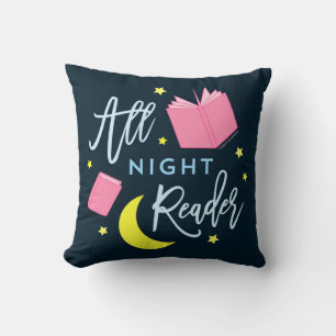 Moon Stars and Pink Books All Night Reader Cushion
