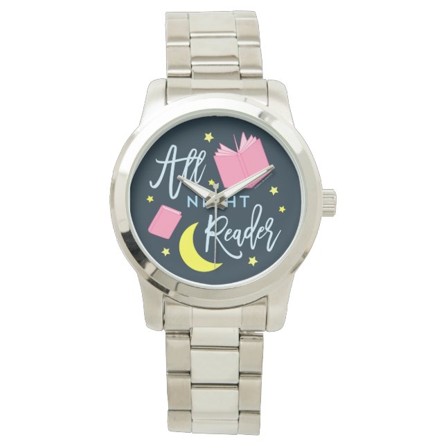 Moon Stars and Pink Books All Night Reader Watch (Front)