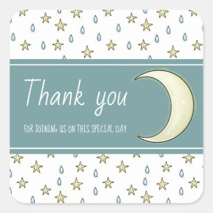 Moon, stars and Raindrops Thank you Square Sticker
