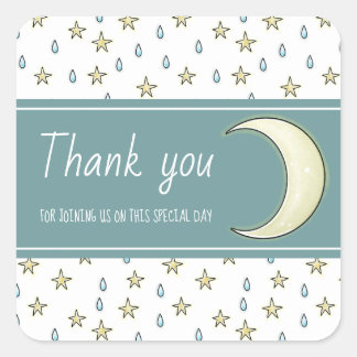 Moon, stars and Raindrops Thank you Square Sticker