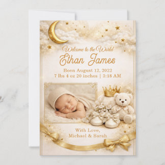 Moon Stars Baby Boy Announcement