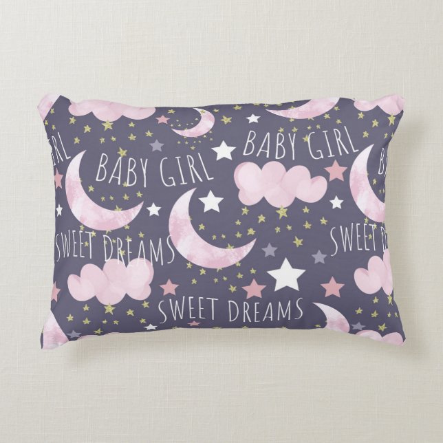 Moon Stars Baby Girl Nursery Baby  Decorative Cushion (Front)