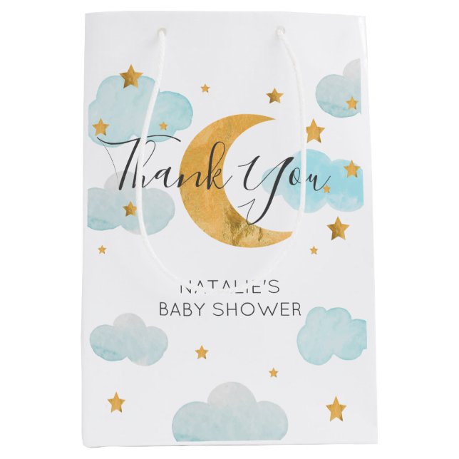 Moon & Stars Baby Shower Bolsa de regalo Medium  Gift Bag (Front)