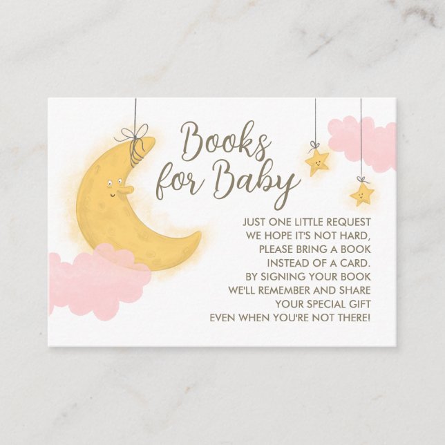 Moon Stars Baby Shower Books Enclosure Card (Front)
