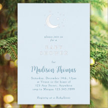 Moon & Stars Baby Shower Foil Invitation