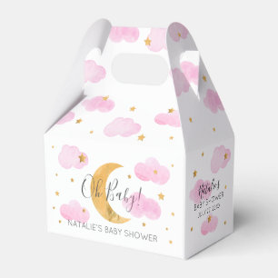 Moon & Stars Baby Shower Pink Clouds Favor Box
