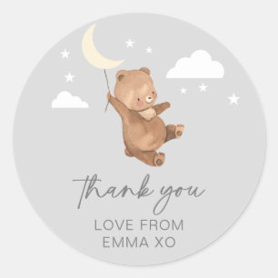 Moon Stars Bear Baby Shower Classic Round Sticker