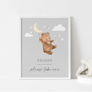 Moon Stars Bear Baby Shower Favours Sign