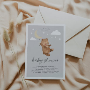 Moon Stars Bear Baby Shower Invitation