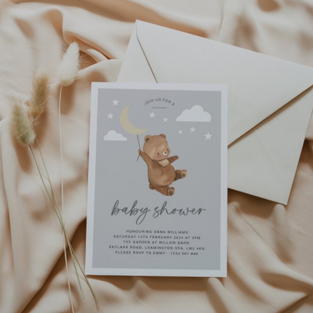 Moon Stars Bear Baby Shower Invitation  (Creator Uploaded)