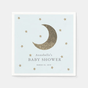 Moon & Stars Blue Baby Shower Paper Napkins