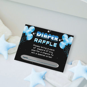 Moon Stars Blue Balloons Diaper Raffle Baby Shower Enclosure Card
