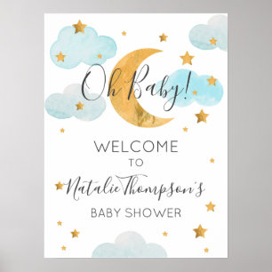 Moon & Stars Boy Poster Welcome Sign