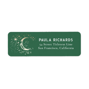 Moon Stars Celestial Mystical Night Sky Green
