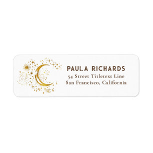 Moon Stars Celestial Mystical Night Sky White