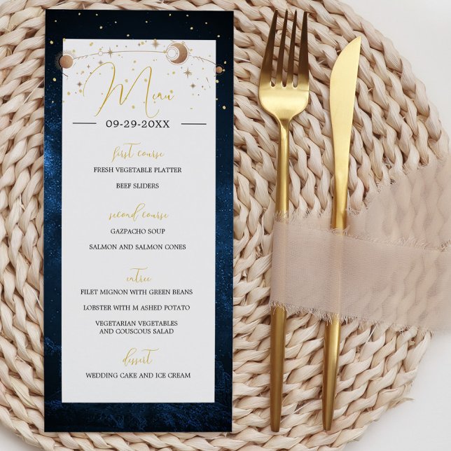 Moon Stars Celestial Sky Modern Elegant Wedding  Programme (Creator Uploaded)