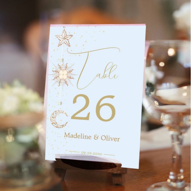 Moon Stars Celestial Sky Wedding Elegant  Table Number (Creator Uploaded)