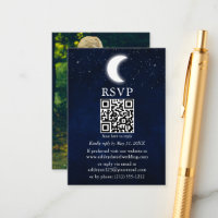 Moon Stars Celestial Wedding QR Photo RSVP