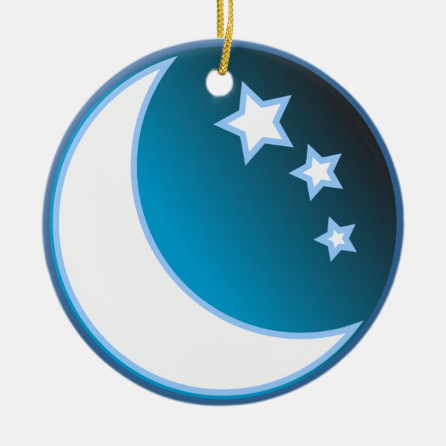 Moon & Stars Ceramic Tree Decoration (Front)