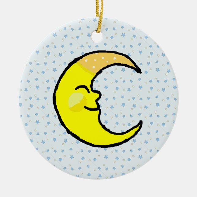 Moon & Stars Ceramic Tree Decoration (Front)