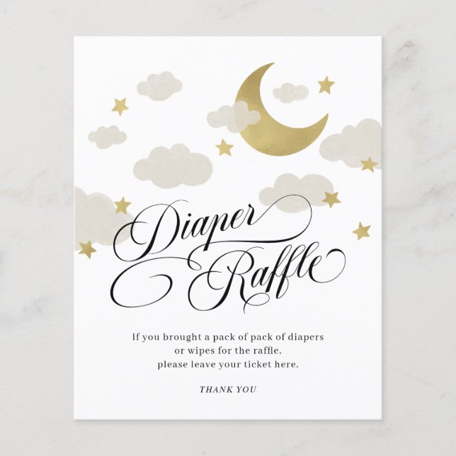 Moon Stars Cloud Baby Shower Diaper Raffle Sign (Front)