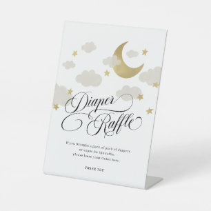 Moon Stars Cloud Baby Shower Diaper Raffle Sign
