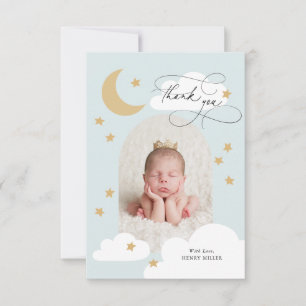 Moon Stars Clouds Arch Photo Blue Thank You Card