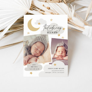 Moon Stars Clouds Collage Photo Grey Cloud Birth Announcement
