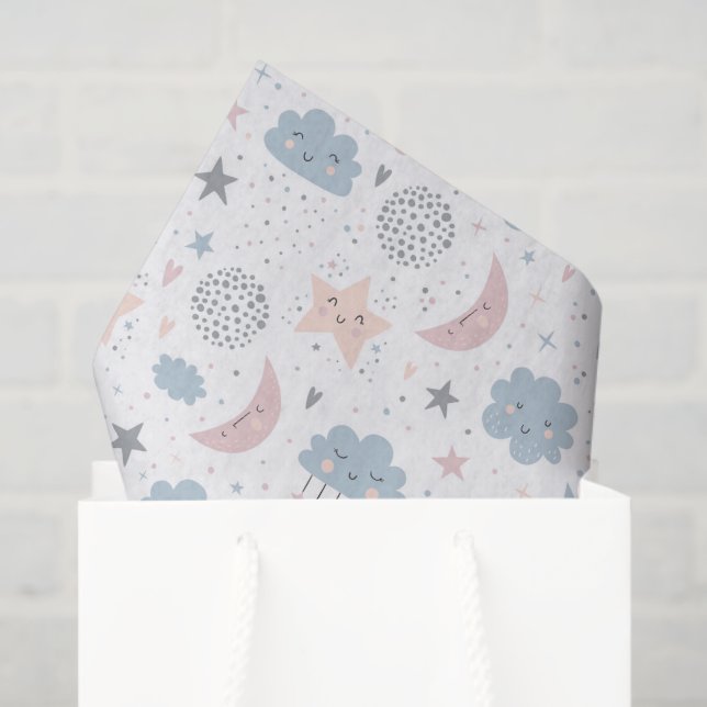Moon Stars Clouds Decoupage Paper, Celestial Tissue Paper (Gift Bag)