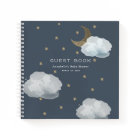 Moon, Stars & Clouds Navy Baby Shower Guest Book